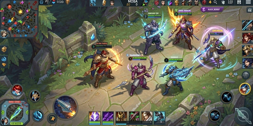 Tangkapan layar gameplay MOBA yang mendebarkan dari 8ID.