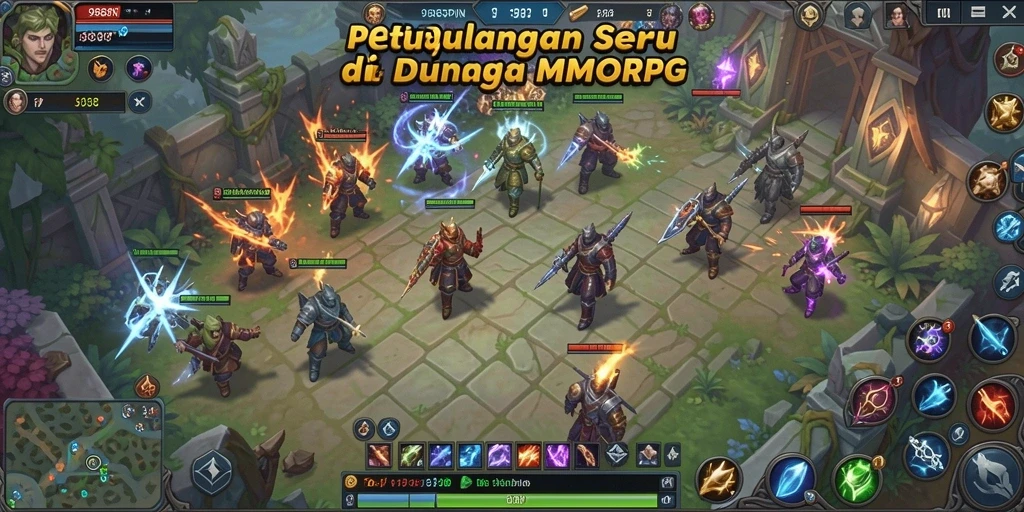 Screenshot dari gameplay 988SPIN yang menampilkan petualangan di dunia MMORPG.