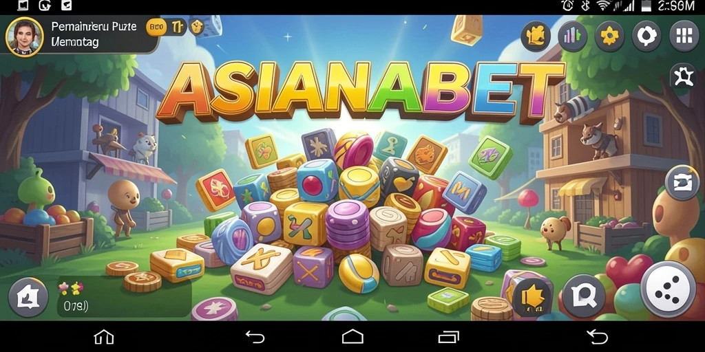Screenshot gameplay ASIANABET dengan tampilan level puzzle yang menarik dan berwarna.