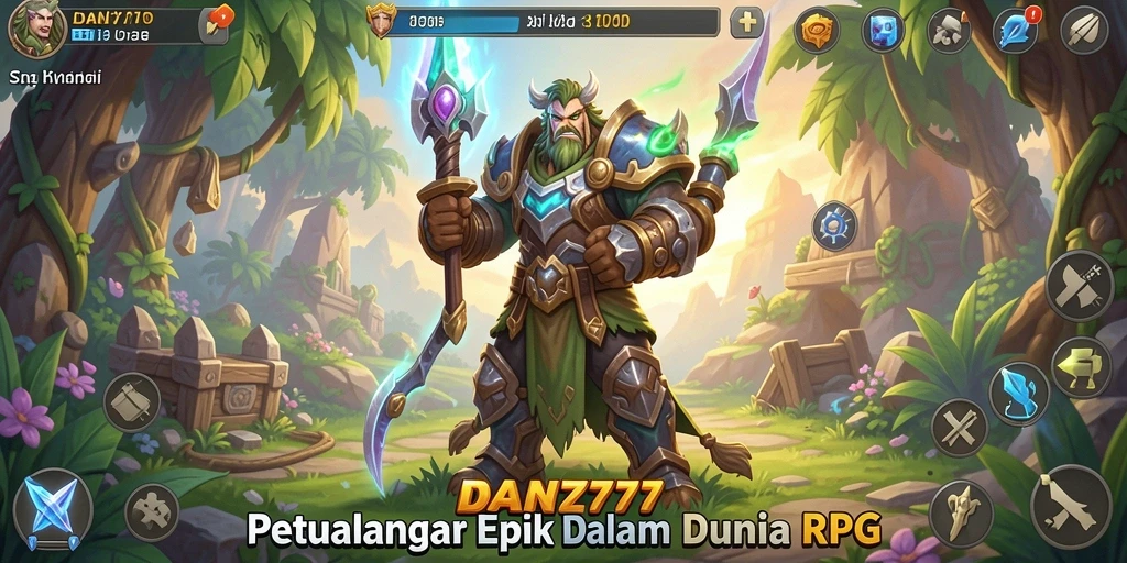 Tampilan gameplay seru dengan karakter RPG yang berpetualang.