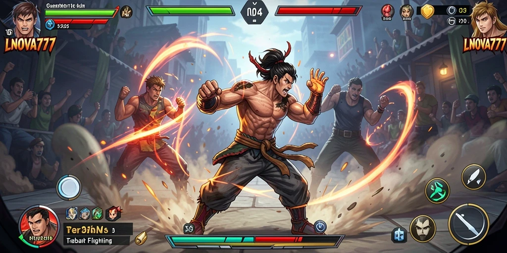 Tampilan seru dari gameplay LNOVA777 dalam pertarungan Fighting yang mendebarkan.