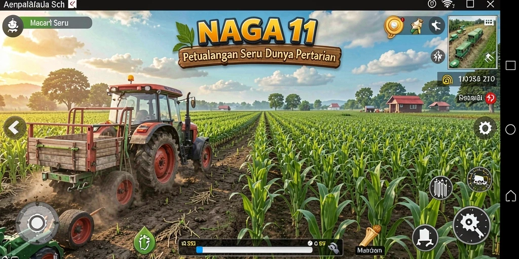 Tangkapan layar gameplay NAGA11 menunjukkan aktivitas bertani yang seru dan interaktif.