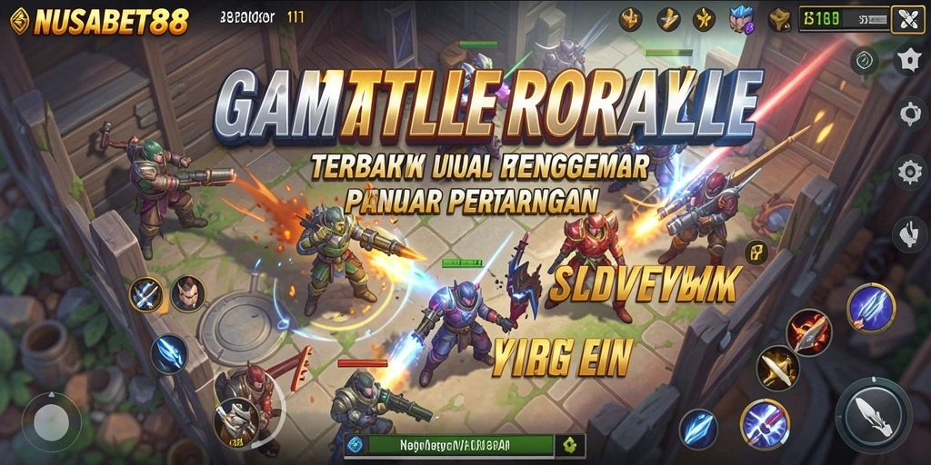 Tampilan utama gameplay NUSABET88 yang intens di medan perang Battle Royale.