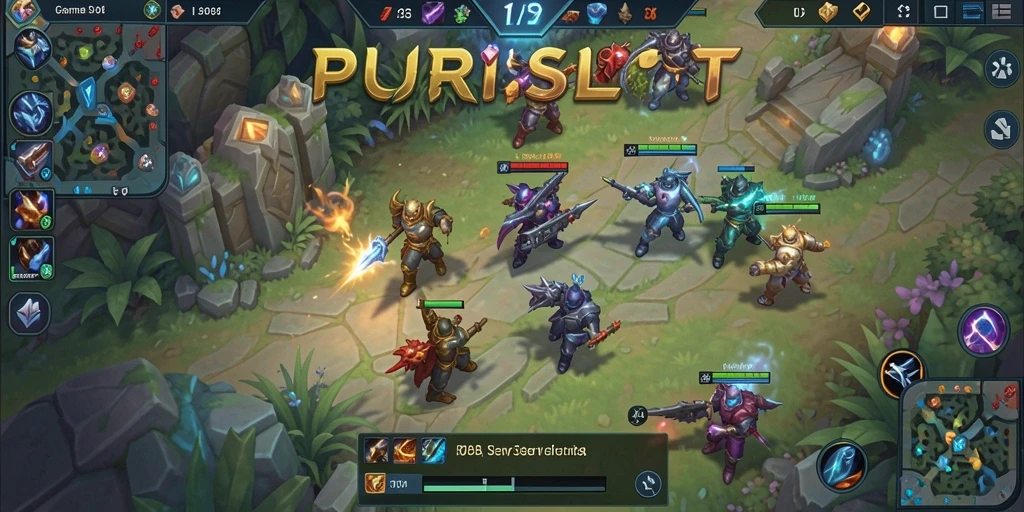 Tangkapan layar PURISLOT menampilkan aksi pertempuran seru dalam game MOBA.
