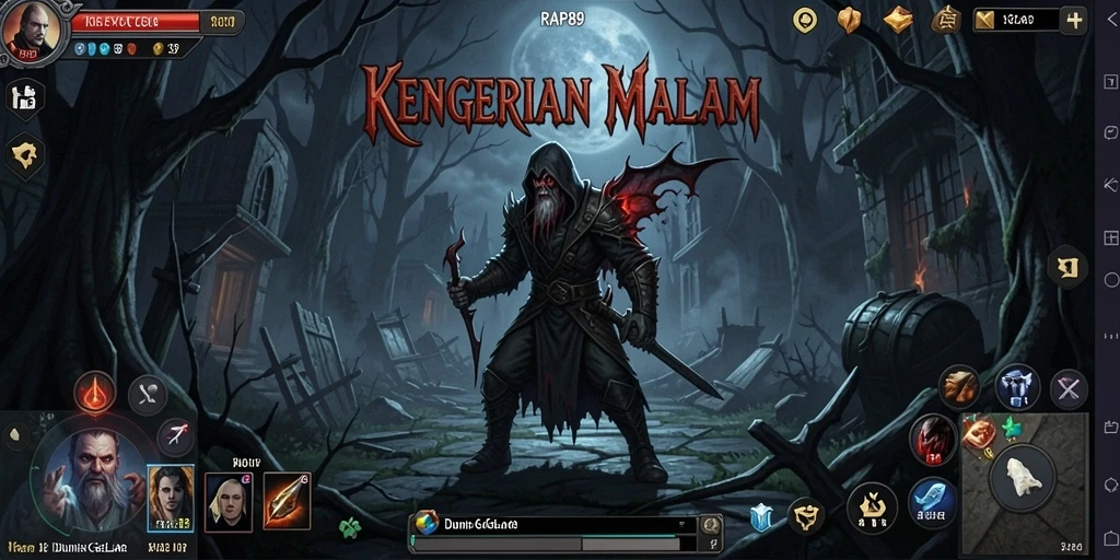 Screenshot gameplay RAP89, menampilkan momen mencekam di rumah berhantu.