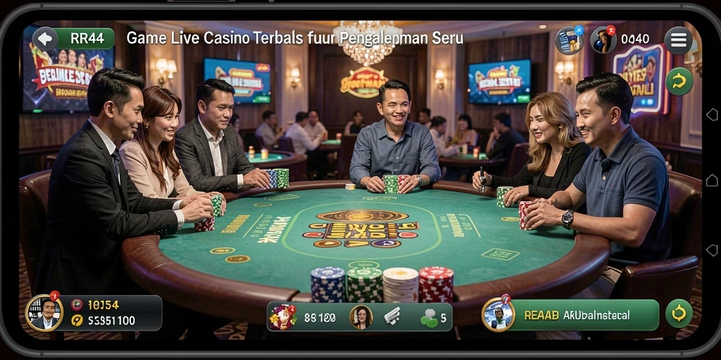 Gameplay Live Casino RR44 dengan dealer langsung dan permainan seru.