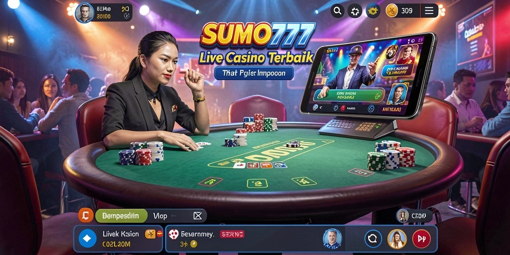 Tangkapan layar permainan Live Casino dengan dealer langsung dan suasana kasino.